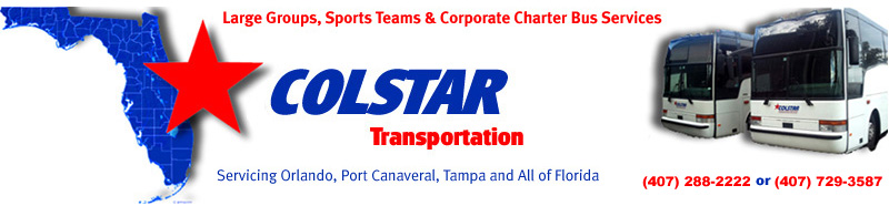 Orlando Airport, Port Canaveral and Tampa Airport charter bus services for large groups.